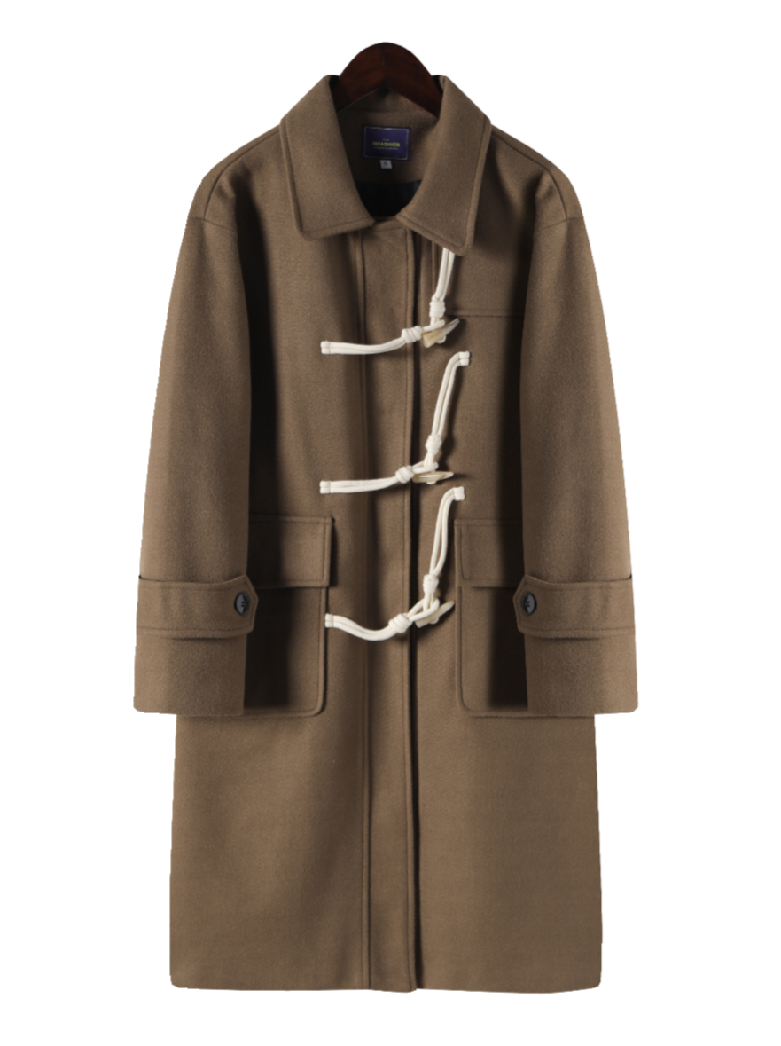 Strap retro high-end mid-length wool coat