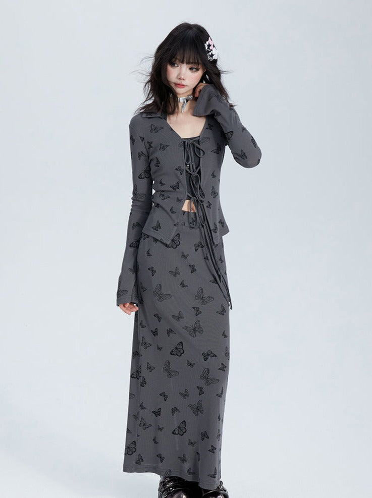 Dark Butterfly Cardigan + Skirt