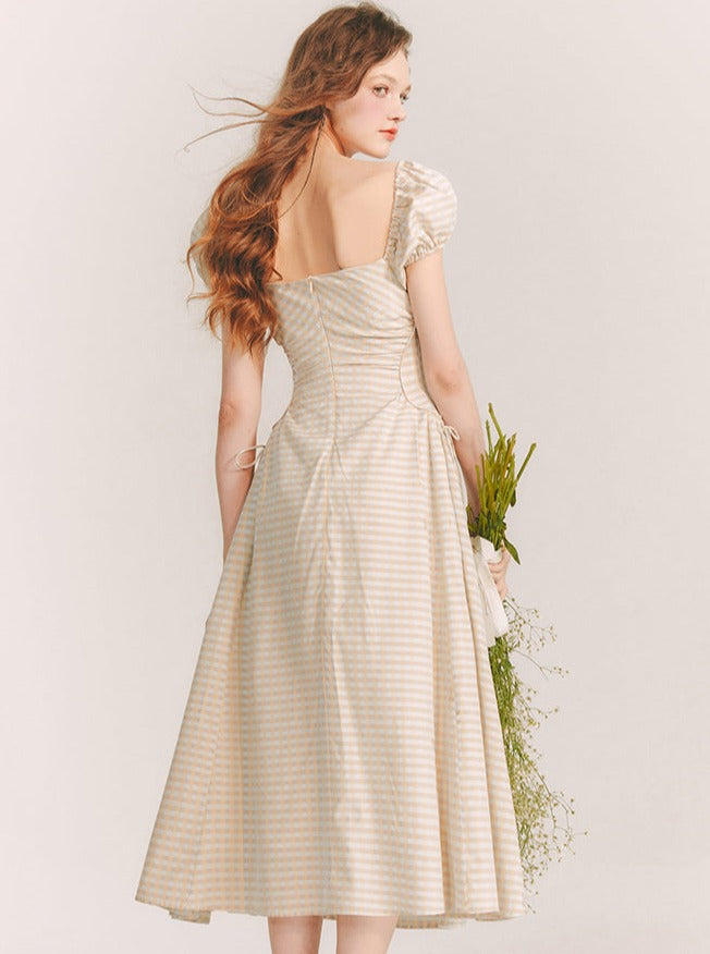 Salt Milk Coffee French check dress