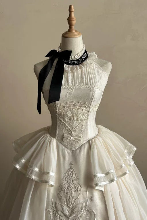 [Pre-order Deadline: May 29] Romantic Embroidered Ribbon Lolita Corset Tulle Dress