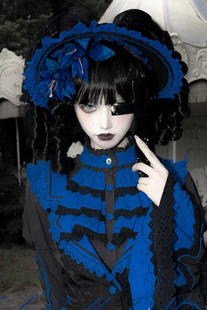 [Pre-order Deadline: July 13] Klein Blue Gothic Lolita Series Floral Bonnet