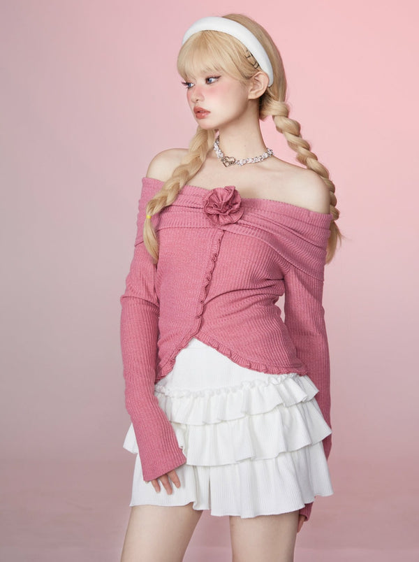 ロマンティックブルームオフショルトップス