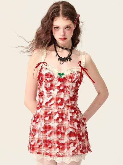 En vente le 31 mai à 20 heures]Less eye wildfire red waist slip dress women's summer skirt