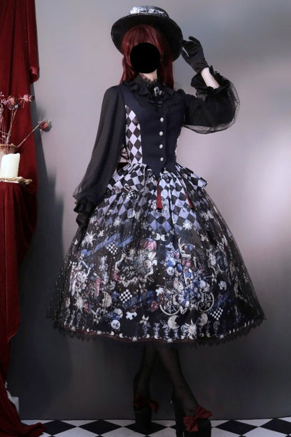 Circus Lolita Vest + Waist Accessory + Gothic Lace Frill Tie