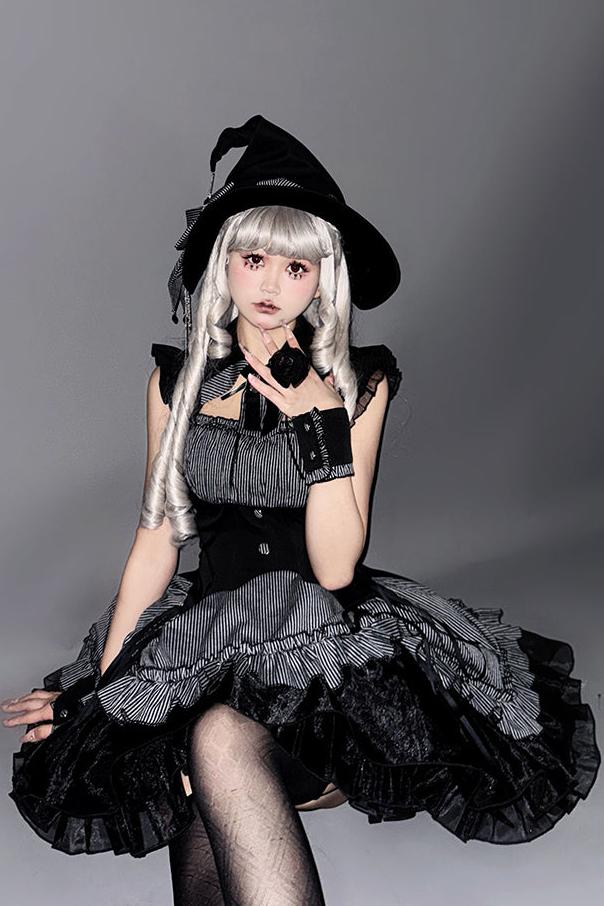 [Vorbestellschluss 8. Mai] Schmales ärmelloses Halloween-Gothic-Kleid im Zaubertrank-Stil