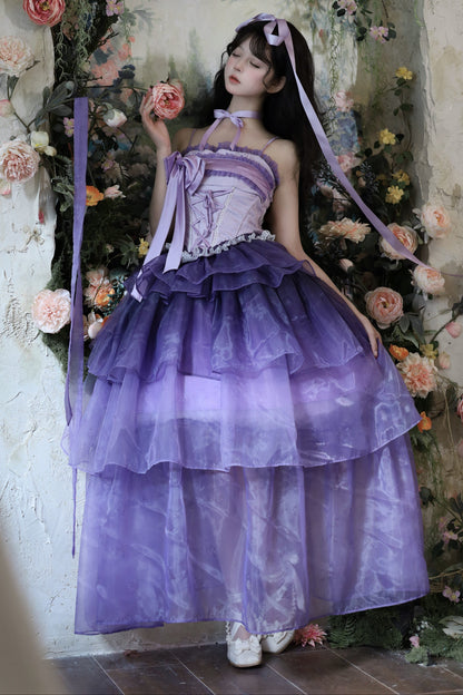 Lily Wisteria Elegant Top + Ruffle Skirt