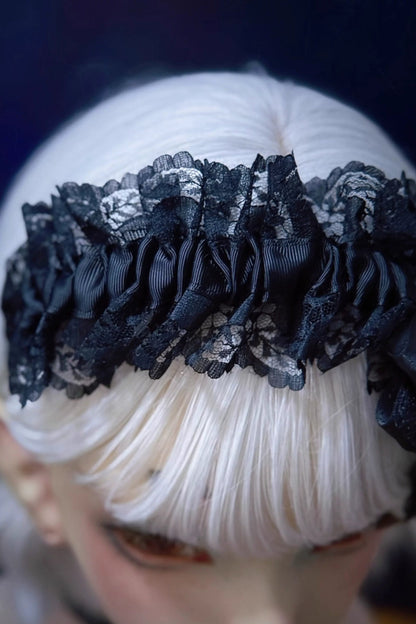 ダブルレイヤードリボンレースヘッドバンド