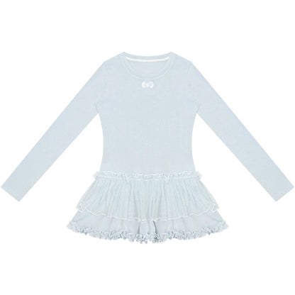 Lace Pleated Polka Dot Blouse