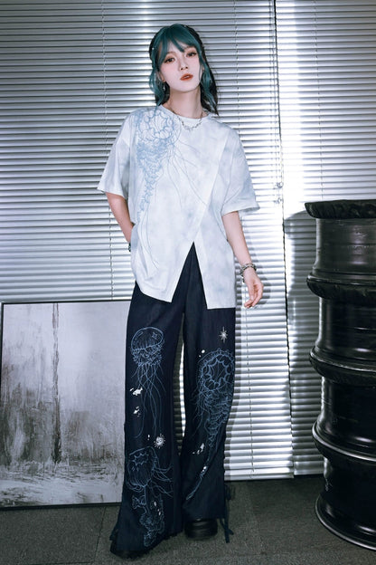 チャイナモードデザインワイドパンツ