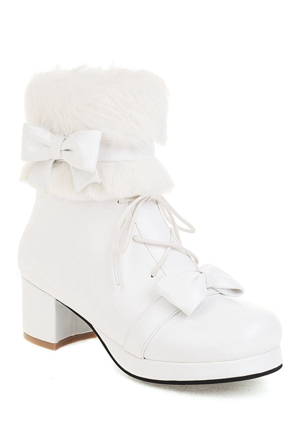 Ribbon Fur Lolita Boot