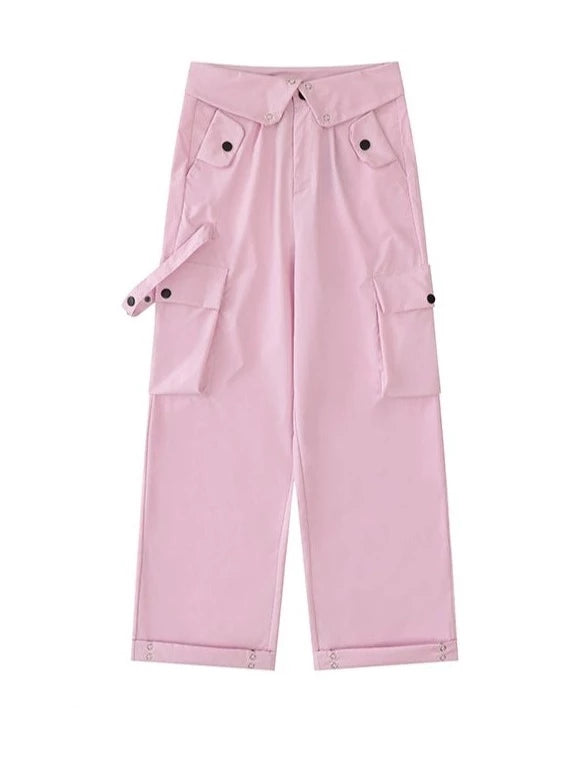 American Retro Flap Waist Straight Cargo Pants