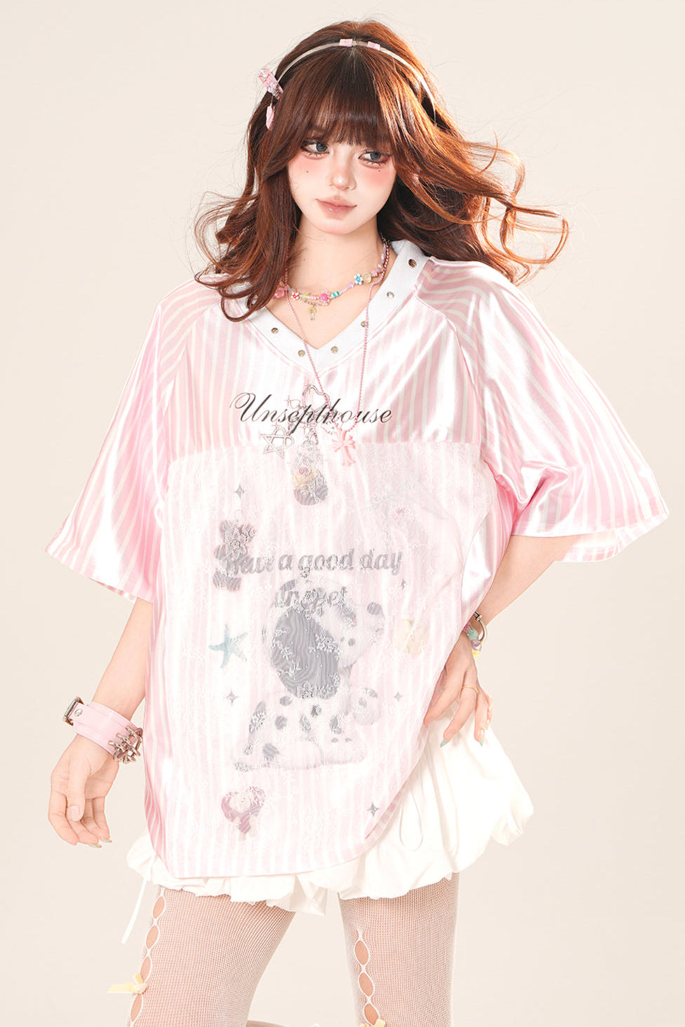 スポーティーネックボーダースクエアショルダートップス