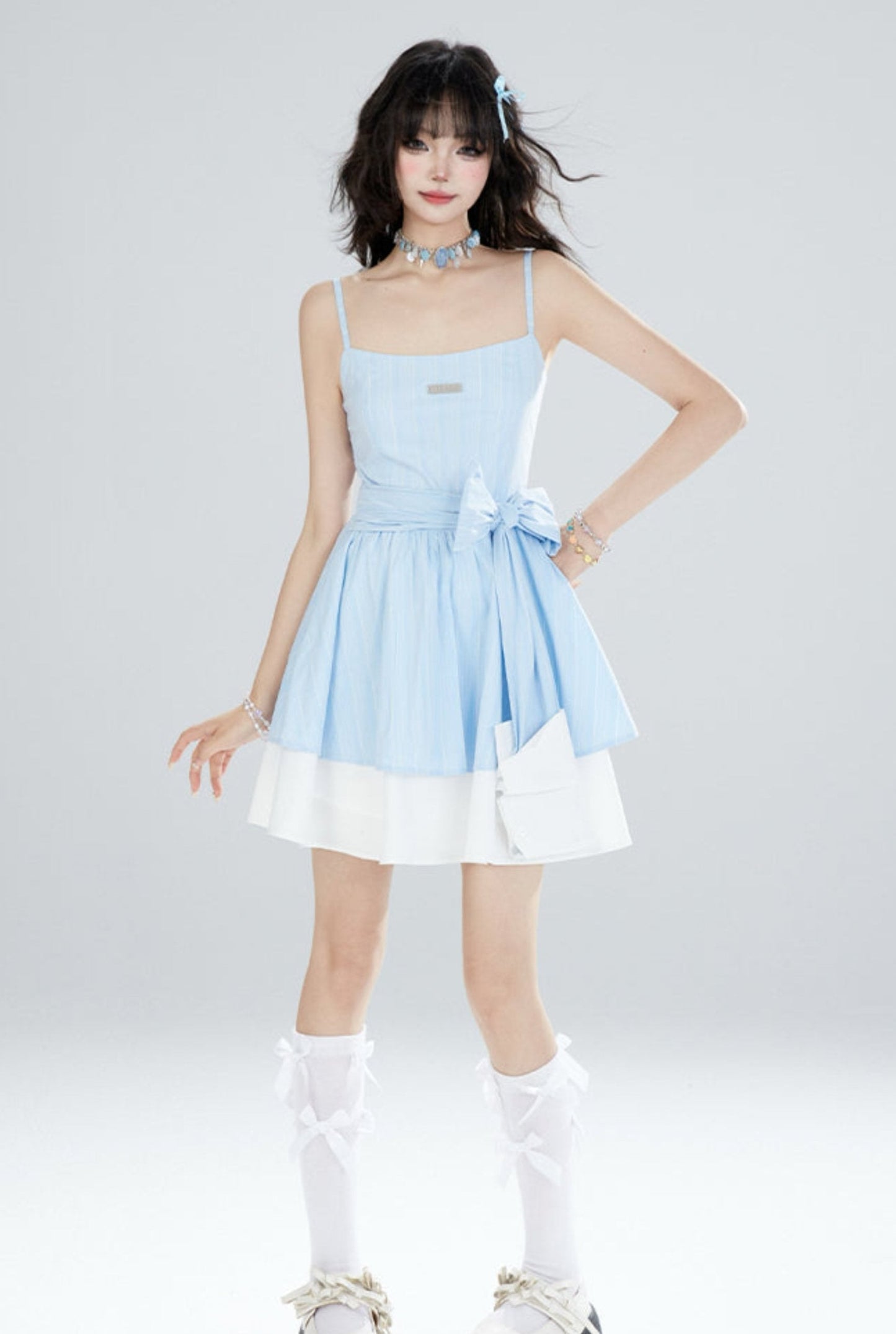 Summer Race Up Bow A-Line Dress