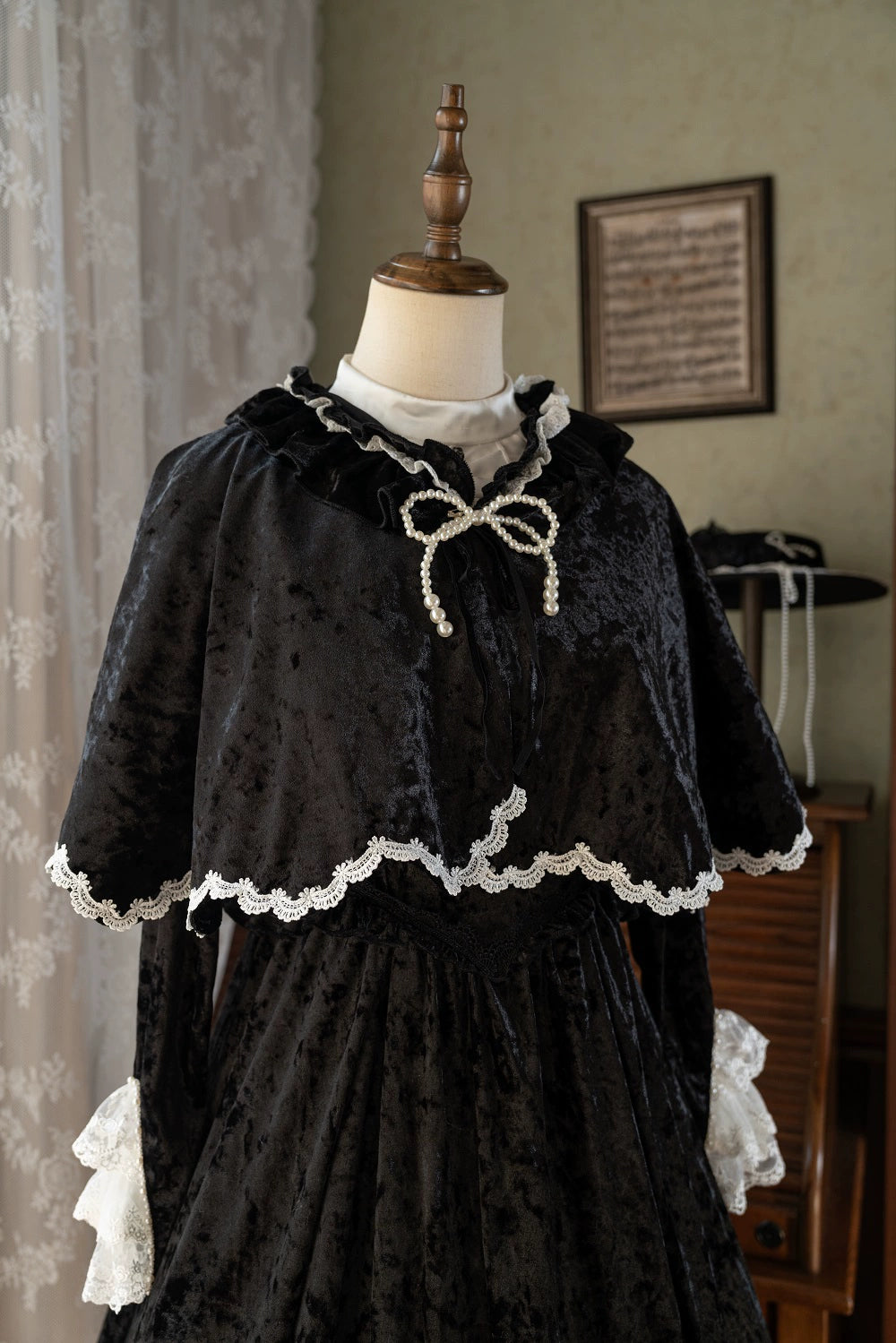Dark Gothic Velvet Lolita Dress + Cloak + Hat