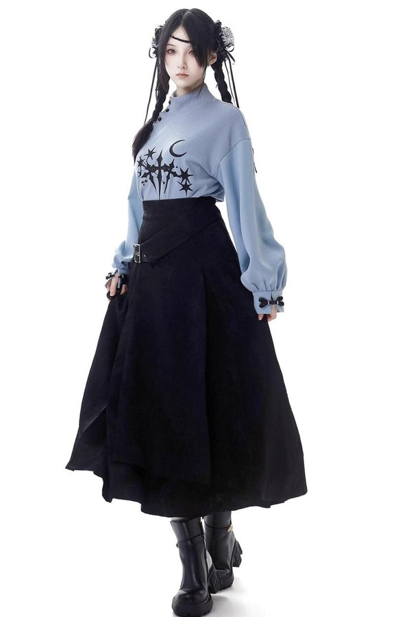 Dark Pattern Waist Long Skirt Setup