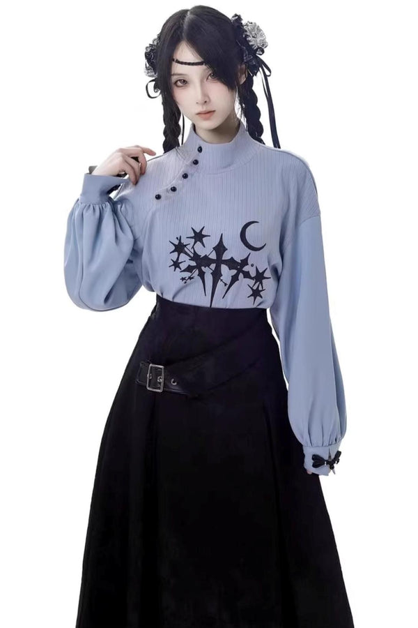 Dark Pattern Waist Long Skirt Setup