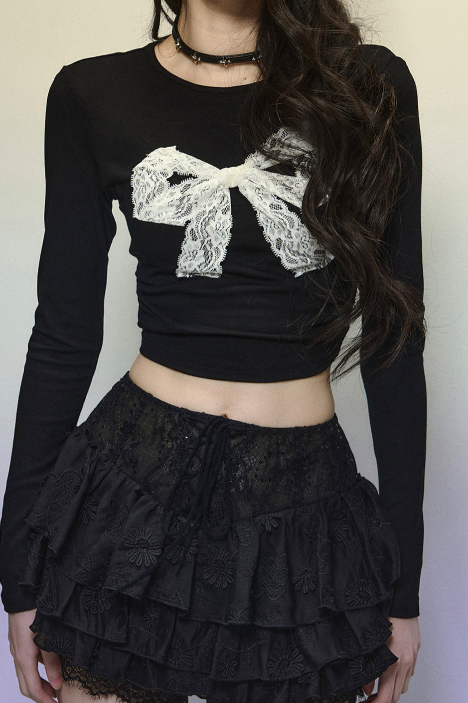 Lace Big Bow Cropped Top