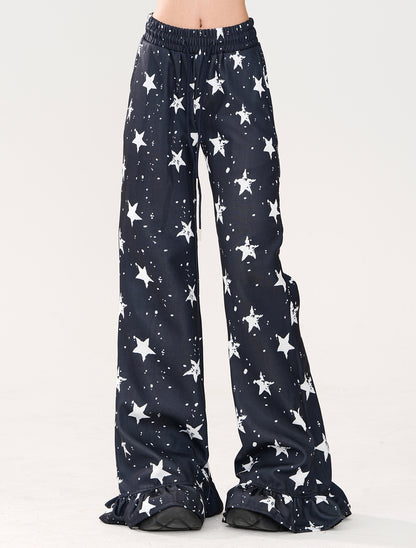 Lazy Casual Star Flared Pants