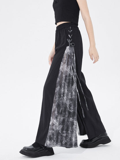 Ink Print Wide Leg Pants