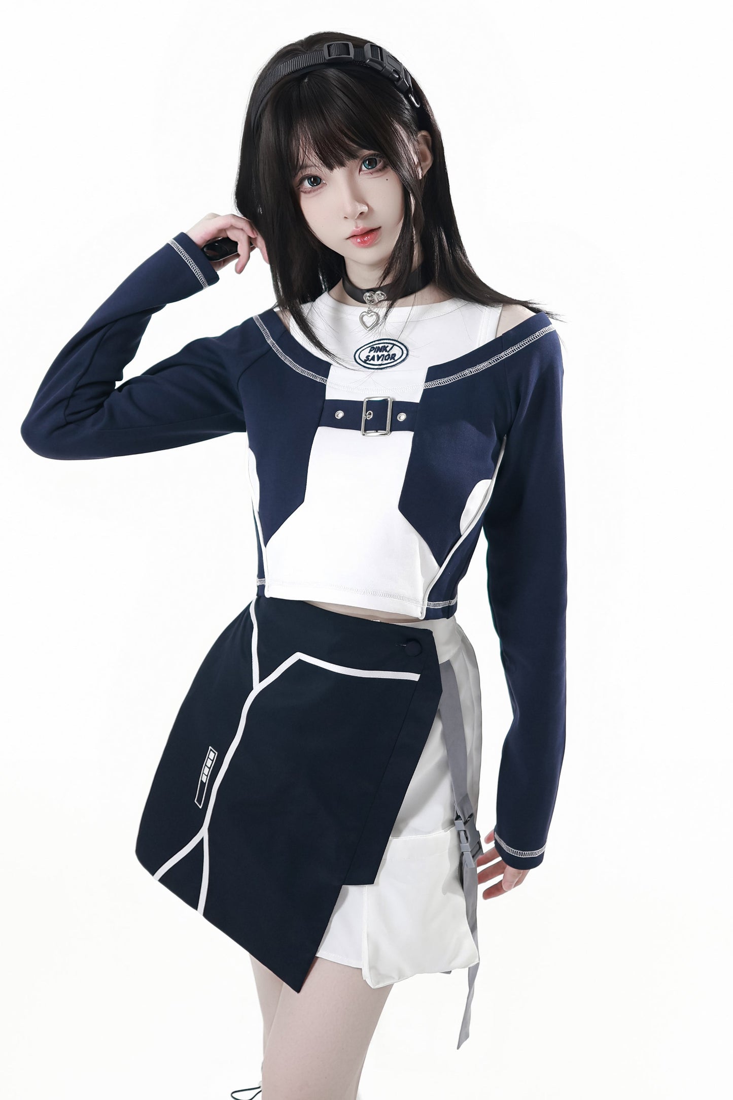 サブカルカーゴショートコート+ジャンパースカート+スカート +レッグウォーマー