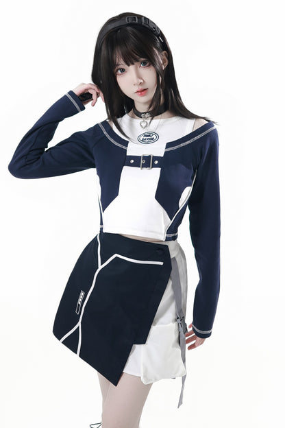 サブカルカーゴショートコート+ジャンパースカート+スカート +レッグウォーマー