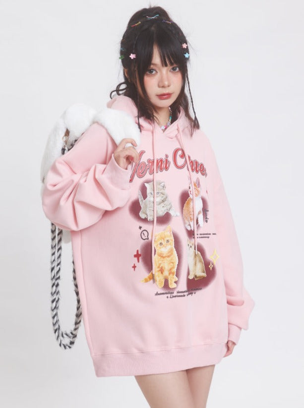 Cat Hooded Girly Hoodie