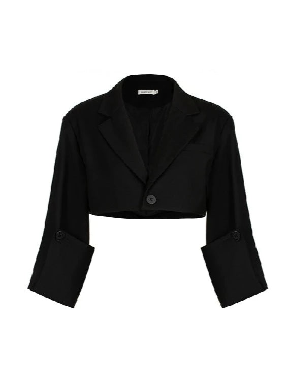 ブラックオーバーサイズプレミアムショートジャケット