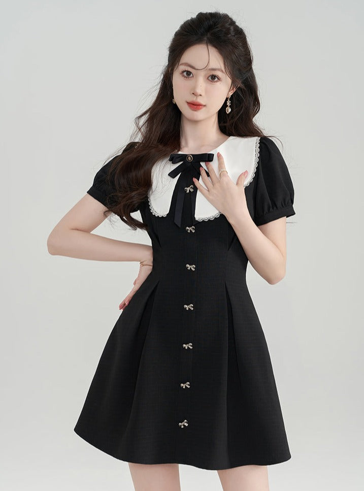 Puff Sleeve Doll Collar Dress