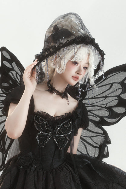 [Pre-order Deadline: October 28] Butterfly Gothic Lolita Series Accessories (Choker Necklace + Hair Clip)