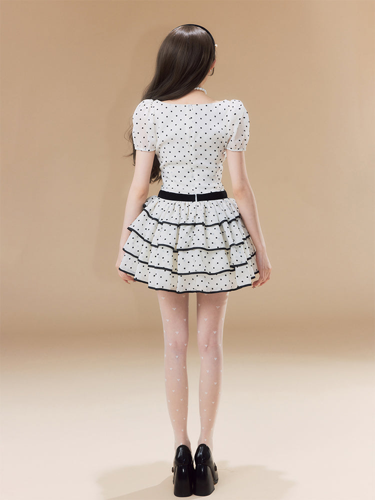 Puff Dot Tiered Dress