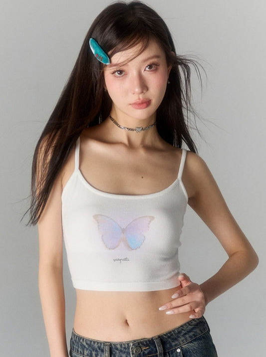 バタフライシリーズカラフルバタフライプリントキャミソール