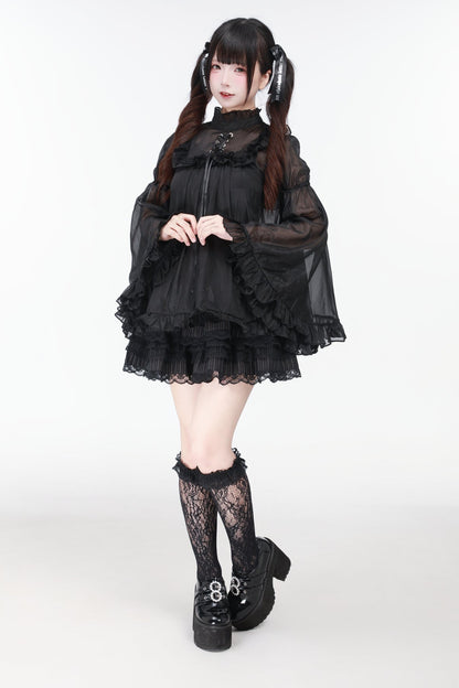 地雷バードサスペンダードレス＋シアースリーブトップス