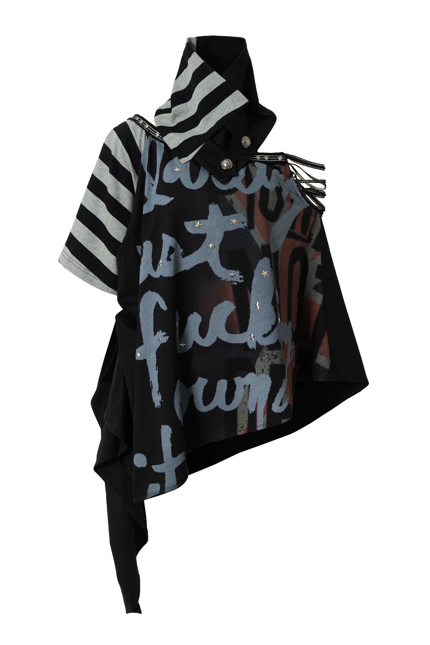 Asymmetrisches Cape-Oberteil mit Patchwork