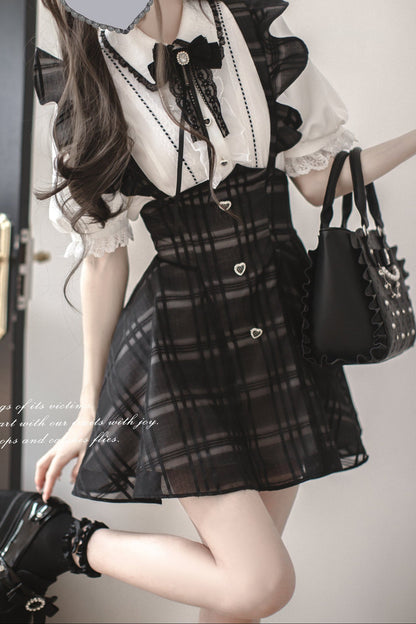 【予約商品】地雷ブラウス+サスペンダースカート
