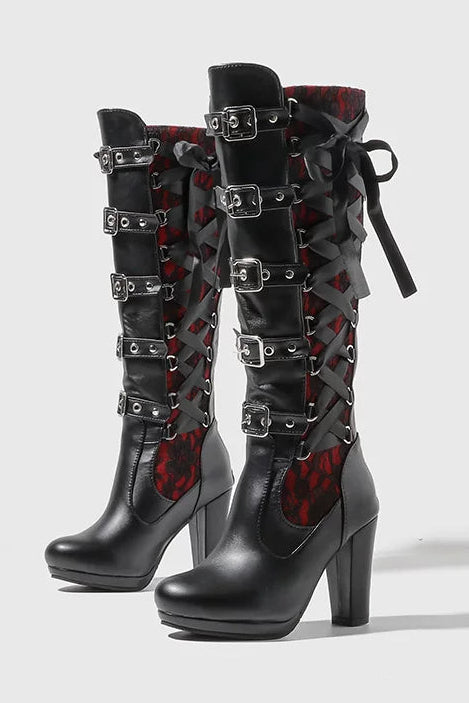 Gothic Lace-Up Long Boots