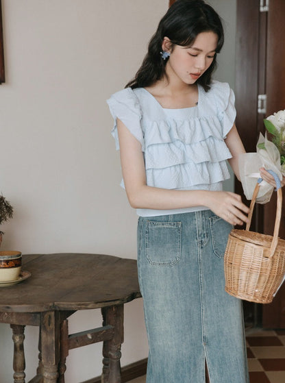 French Suite Frill Short Shirt