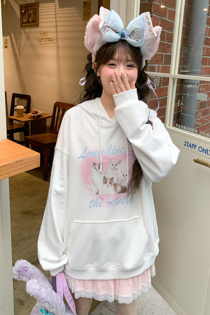 Cat Sweet Loose Hooded Hoodie