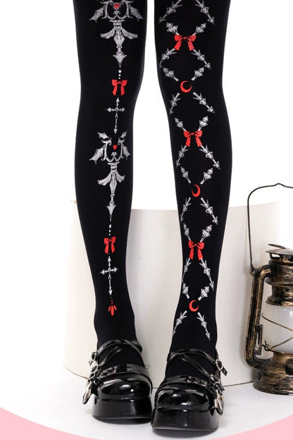 ゴシックリボンベルベットロリータタイツ