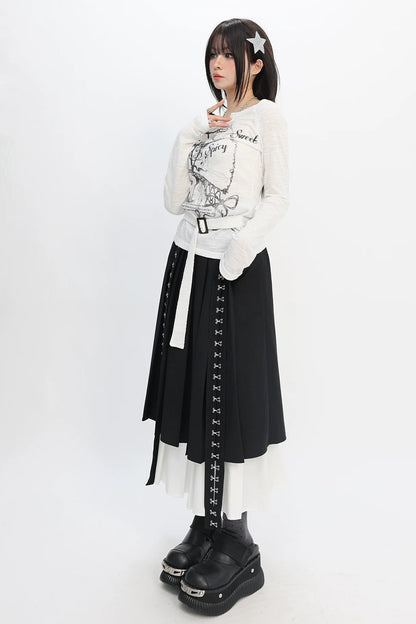 グラフィックリボンプリントトップス