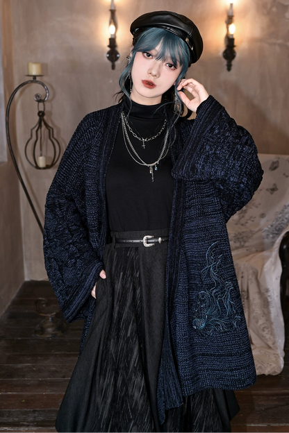 ダークフィンエンブロイダーカーディガン