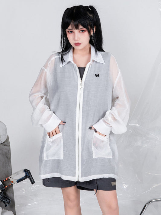 Schmetterling Reißverschluss Kordelzug Tasche durchsichtige Jacke