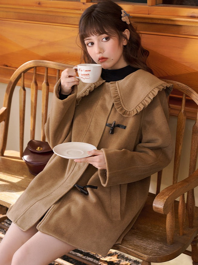 Frilled Collar Girly Wool Coat