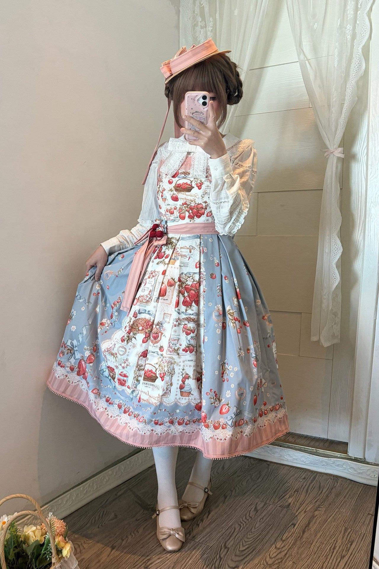 【4月18日预售截止】甜美洛丽塔草莓茶会蕾丝蓝色连衣裙（短款・长款）