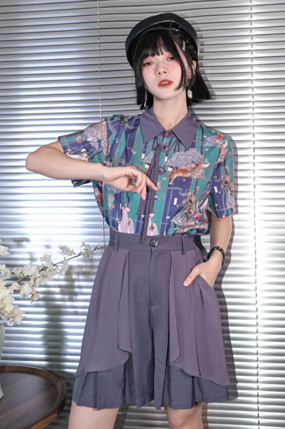 タッセルシャツ+キュロット