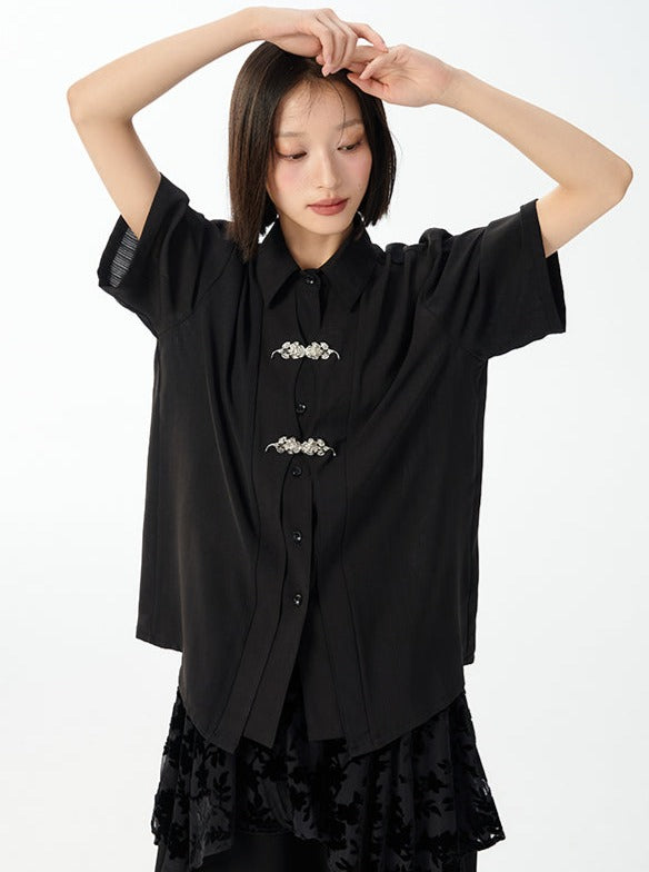 China Buckle Loose Button Shirt