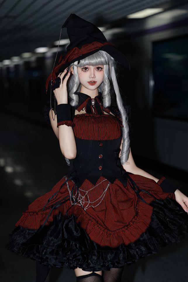 [Vorbestellschluss 8. Mai] Schmales ärmelloses Halloween-Gothic-Kleid im Zaubertrank-Stil