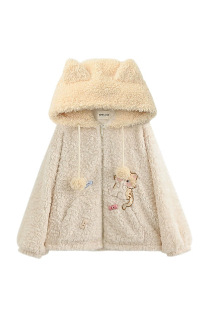 ホワイトファーキャットフードコート