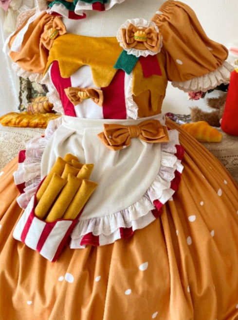 [Reservierungsschluss 18. April] Köstlicher Burger Süßes Knospenrock-Kleid-Set