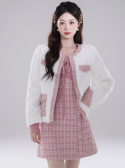 Pink Tweed Boa Fragrance Jacket