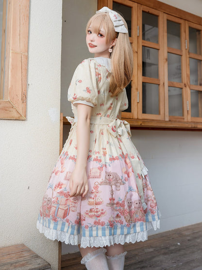 Cute Design Lolita Dress + Apron + Ribbon